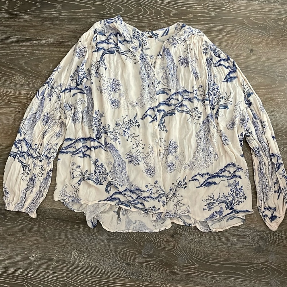 Free People Long Sleeve Button Down Blouse (S)